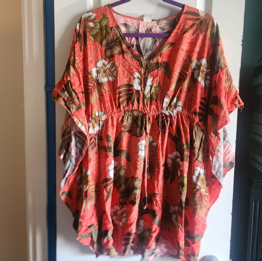 Palmwave Hawaii Orange Tropical Top